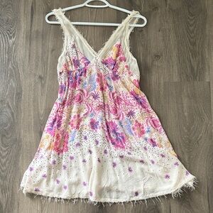 Free People Cream and Purple Floral boho dress XS